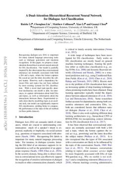 A Dual-Attention Hierarchical Recurrent Neural Network for Dialogue Act
  Classification