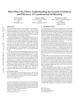 Who Filters the Filters: Understanding the Growth, Usefulness and
  Efficiency of Crowdsourced Ad Blocking
