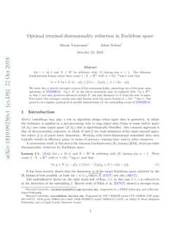 Optimal terminal dimensionality reduction in Euclidean space