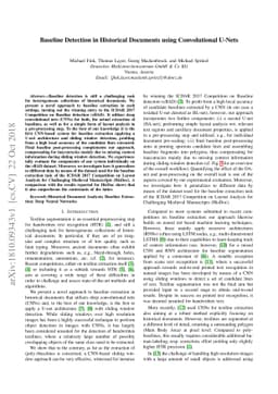 Baseline Detection in Historical Documents using Convolutional U-Nets