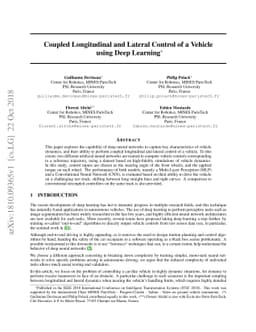 Coupled Longitudinal and Lateral Control of a Vehicle using Deep
  Learning