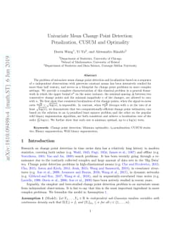 Univariate Mean Change Point Detection: Penalization, CUSUM and
  Optimality