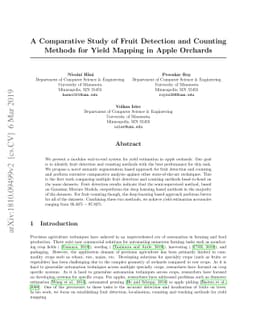A Comparative Study of Fruit Detection and Counting Methods for Yield
  Mapping in Apple Orchards