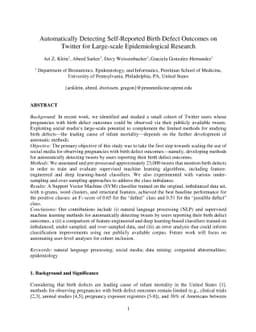 Automatically Detecting Self-Reported Birth Defect Outcomes on Twitter
  for Large-scale Epidemiological Research