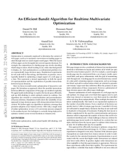 An Efficient Bandit Algorithm for Realtime Multivariate Optimization