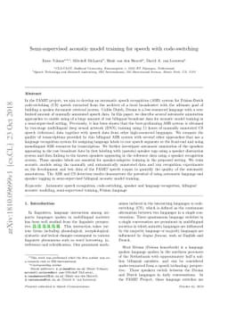 Semi-supervised acoustic model training for speech with code-switching