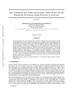 Ain't Nobody Got Time For Coding: Structure-Aware Program Synthesis From
  Natural Language