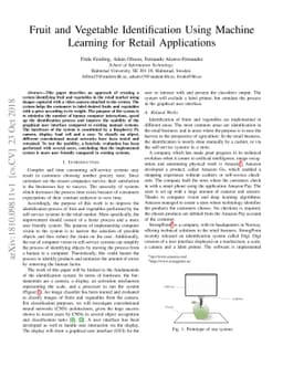 Fruit and Vegetable Identification Using Machine Learning for Retail
  Applications