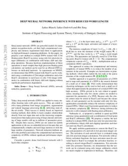 Deep Neural Network inference with reduced word length