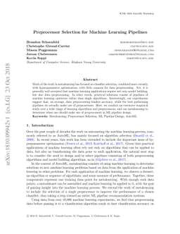 Preprocessor Selection for Machine Learning Pipelines