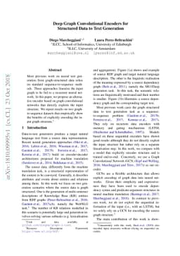 Deep Graph Convolutional Encoders for Structured Data to Text Generation