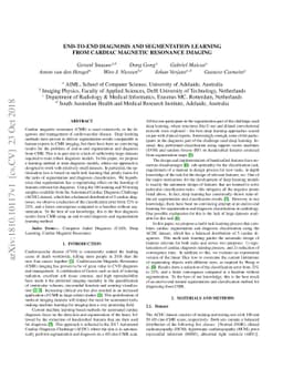 End-to-End Diagnosis and Segmentation Learning from Cardiac Magnetic
  Resonance Imaging