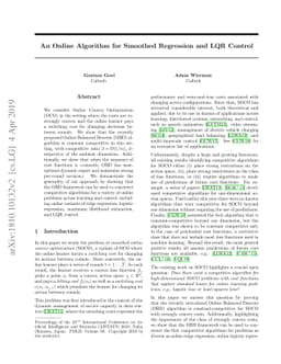 Smoothed Online Optimization for Regression and Control