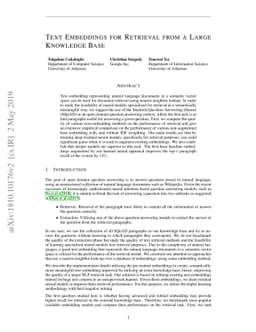 Text Embeddings for Retrieval From a Large Knowledge Base