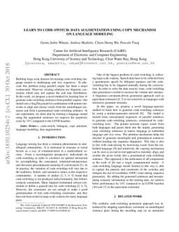 Learn to Code-Switch: Data Augmentation using Copy Mechanism on Language
  Modeling