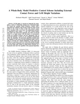 A Whole-Body Model Predictive Control Scheme Including External Contact
  Forces and CoM Height Variations