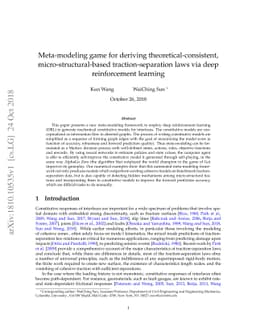 Meta-modeling game for deriving theoretical-consistent,
  micro-structural-based traction-separation laws via deep reinforcement
  learning