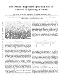 The speaker-independent lipreading play-off; a survey of lipreading
  machines