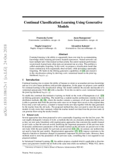 Continual Classification Learning Using Generative Models