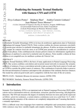 Predicting the Semantic Textual Similarity with Siamese CNN and LSTM