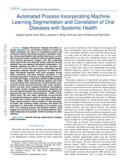 Automated Process Incorporating Machine Learning Segmentation and
  Correlation of Oral Diseases with Systemic Health