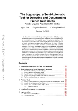 The Logoscope: a Semi-Automatic Tool for Detecting and Documenting
  French New Words