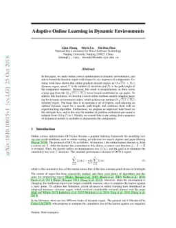 Adaptive Online Learning in Dynamic Environments
