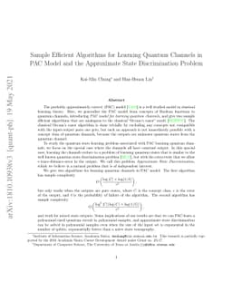 Sample Efficient Algorithms for Learning Quantum Channels in PAC Model
  and the Approximate State Discrimination Problem