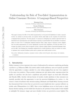 Understanding the Role of Two-Sided Argumentation in Online Consumer
  Reviews: A Language-Based Perspective