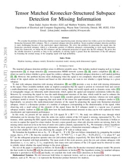 Tensor Matched Kronecker-Structured Subspace Detection for Missing
  Information