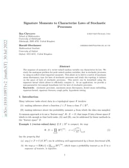 Signature moments to characterize laws of stochastic processes