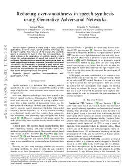 Reducing over-smoothness in speech synthesis using Generative
  Adversarial Networks