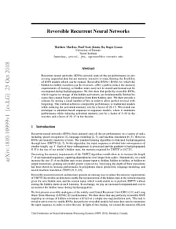 Reversible Recurrent Neural Networks
