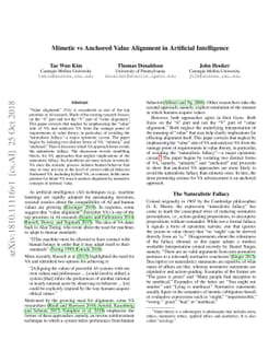 Mimetic vs Anchored Value Alignment in Artificial Intelligence