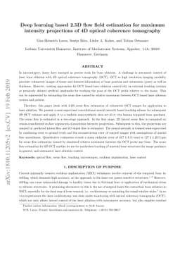 Deep learning based 2.5D flow field estimation for maximum intensity
  projections of 4D optical coherence tomography