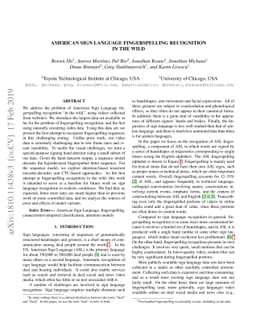 American Sign Language fingerspelling recognition in the wild