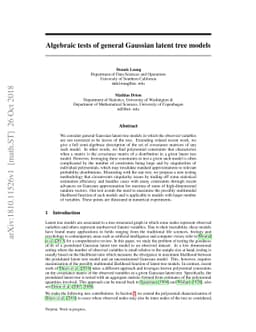 Algebraic tests of general Gaussian latent tree models