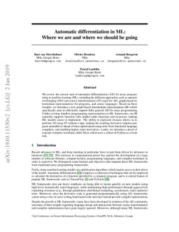 Automatic differentiation in ML: Where we are and where we should be
  going