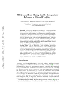 MCA-based Rule Mining Enables Interpretable Inference in Clinical
  Psychiatry