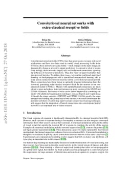 Convolutional neural networks with extra-classical receptive fields
