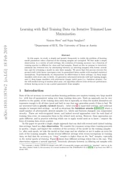 Learning with Bad Training Data via Iterative Trimmed Loss Minimization