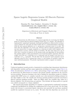 Sparse Logistic Regression Learns All Discrete Pairwise Graphical Models