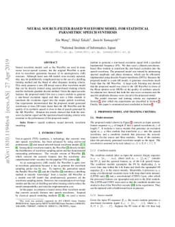 Neural source-filter-based waveform model for statistical parametric
  speech synthesis