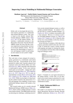 Improving Context Modelling in Multimodal Dialogue Generation