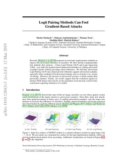 Logit Pairing Methods Can Fool Gradient-Based Attacks