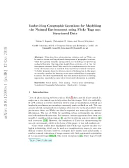 Embedding Geographic Locations for Modelling the Natural Environment
  using Flickr Tags and Structured Data