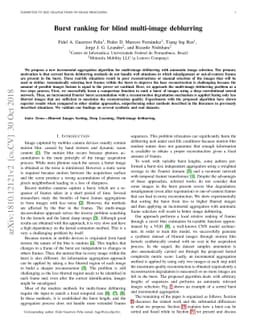 Burst ranking for blind multi-image deblurring
