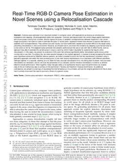 Real-Time RGB-D Camera Pose Estimation in Novel Scenes using a
  Relocalisation Cascade