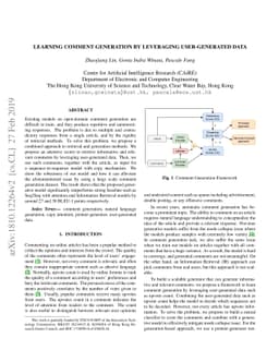 Learning Comment Generation by Leveraging User-Generated Data