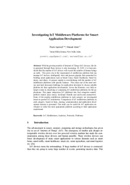 Investigating IoT Middleware Platforms for Smart Application Development